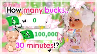 ༘⋆ ✰ HOW many BUCKS will I earn in 30 MINS? 🤑🌷 | Speed grinding 🍧 |  Adopt me ✭ | ItsSahara♡ ༘*.ﾟ