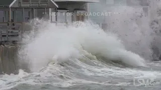 09-16-23 Scituate, MA-Drone Hurricane Lee Creates Massive Surf battering NE Coast with sound