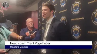 Cleveland Monsters head coach Trent Vogelhuber after their 3-2 double OT win over Belleville