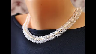 Видео урок №4. Бисерная сетка, как основа для колье. Mesh bead. Necklace.