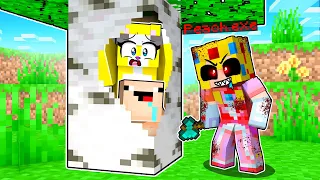 ¡NOS ESCONDEMOS DE PEACH.EXE DENTRO DE UN ARBOL!🌲😱 | MICHI MIAU Y BEBE NOOB MINECRAFT ESCONDITE