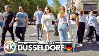 Düsseldorf Shopping Street Walk in Germany, July 2022, Summer Walking Tour 4K