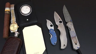 Chris Reeve TNK Flag Sebenza, Spyderco Native Fluted Ti, Mantra 2, and Nishijin Cricket!