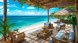 Seaside Coffee Shop Melodies with Elegant Bossa Nova Piano & Ocean Waves Sounds for Relaxation🌊🎶