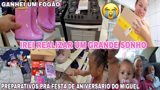 MAIOR CONQUISTA DA MINHA VIDA🙏GANHEI UM FOGÃO LINDO😭PREPARATIVOS PRA FESTA DE ANIVERSÁRIO DO MIGUEL🌈