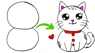 How To Draw A Cat From 8, Easy To Draw Cute Cats