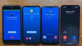 iPhone 8 Plus & Samsung A54 Google Duo Outgoing Calls vs Samsung A50 & iPhone 14 PM Incoming Calls
