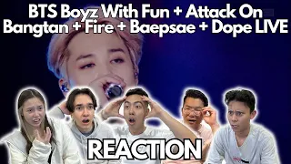 BTS (방탄소년단) - Boyz With Fun + Attack On Bangtan + Fire + Baepsae + Dope REACTION!!