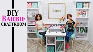 DIY - How to make a Barbie Craft Room  - Barbie Room Build  - 1:6 Scale