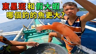 活的東星斑和假的大蝦，哪個當誘餌更吸引大魚？過程精彩，結果更精彩！