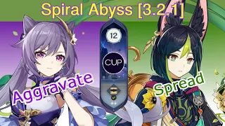 Keqing (C1) [Aggravate] + Tighnari (C0) [Spread], Spiral Abyss [v3.2.1] Floor 12, 9 stars