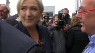 Raw: Le Pen Ducks an Egg in Brittany