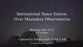 Subaru-Asahi Star Camera: ISS over Maunakea Observatories