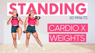 20 MIN Standing Cardio and Weights Workout | No Repeat HIIT