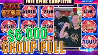 🔥 TIKI FIRE $6,000 Group Slot Pull ↪ Lightning Link JACKPOT!