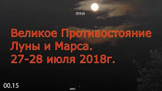Великое Противостояние Луны и Марса. 27-28 июля 2018г.