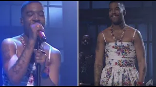 Kid Cudi Performs on SNL WEARING A DRESS Designed By Virgil Abloh Off White