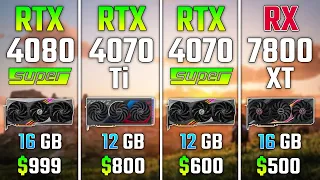 RTX 4080 SUPER vs RTX 4070 Ti vs RTX 4070 SUPER vs RX 7800 XT | Test in 7 Games