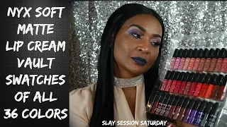 NYX Soft Matte Lip Cream Vault Swatches of All 36 Shades || Slay Session Saturday