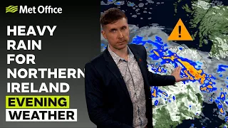 30/10/23 – Very wet night in Northern Ireland – Evening Weather Forecast UK – Met Office Weather