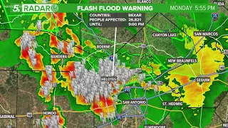 Flooding rain falling in north San Antonio Monday evening