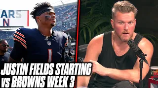 Justin Fields First NFL Start Will Come Against The Browns | Pat McAfee Reacts