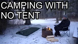 NO TENT! Winter Camping Under The Stars With Cheap Gear