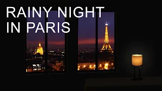 Rain Sound In Cozy Paris Bedroom: Relaxation, Study & Meditation ASMR, Night City lights