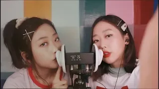 복고언니와 함께하는 쌍둥이 이어블로잉ASMR(굿나잇,💋,이어터칭) Twin Earblowing& Mmwah💋Sounds with My Sister from 90's