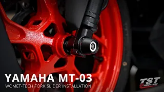 How to install Womet-Tech Fork Sliders on a 2020 Yamaha MT-03 by TST Industries