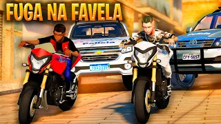 FUGA NA FAVELA DE HORNET DA POLICIA COM O @TIQUINHO157  NO GTA 5