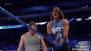 Aj styles caught up on the ropes