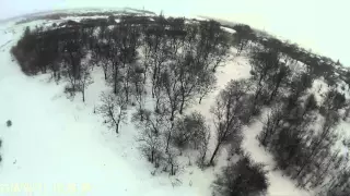 Полёт над рекой в Сидорово-Кадамовском. (Flight ZMR250 over the snowy river).