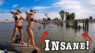 Giant Fish got PUSHED into SHALLOW BACKWATER Coves!!! (River BowFishing!!)