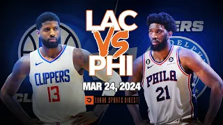 LA Clippers vs Philadelphia 76er Full Qtr Game Highlights MAR 24, 2024 | NBA Season