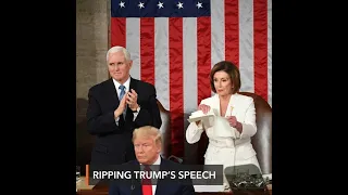 Top Democrat Nancy Pelosi rips copy of Trump speech