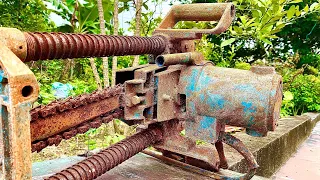 Full restoration old wood lathe abandoned 60 years in the street 3000kw