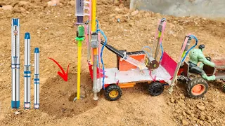 Diy tractor borewell drilling water pump machine | Submersible motor