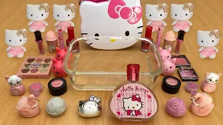 Mixing★Hello Kitty★EyeShadow and Makeup, Glitter into Clear Slime Satisfying Slime Video ASMR Color