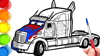 Как рисовать и цвет Transformers OPTIMUS HAULER in CARS 4 . Drawing Coloring for Kids Tim Tim TV