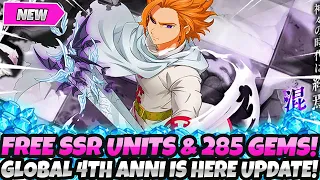 *GLOBAL'S 4TH ANNI UPDATE IS HERE* 285+ FREE GEMS! FREE SSR UNITS! 110 FREE SUMMONS (7DS Grand Cross