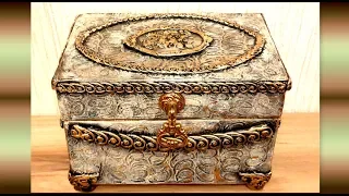 How to make a Vintage jewelry Box from Cardboard /DIY Jewelry Box Design Craft Idea