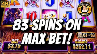 83 FREE SPINS - MAX BET - Buffalo Grand slot machine