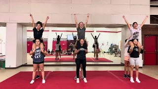 AHS Cheer: practicing shoulder sit stunt #cheer #cheerleader #cheerstunt #cheerleading eading