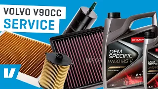 Service with oil, oil filter, fuel filter, cabin filter and air filter on Volvo V90CC D4 (SPA)