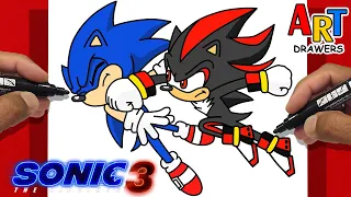 How to Draw SONIC FIGHTING vs SHADOW | SONIC 3