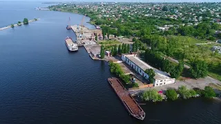 Никопольский речной порт с высоты птичьего полёта