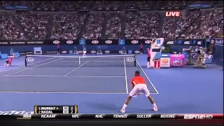 Andy Murray reacts to Nadal taking his time to challenge - Australian Open 2010