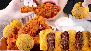 ASMR 핫뿌링클 치킨, 치즈볼, 소떡소떡 먹방 | Hot Bburinkle | Spicy Korean Fried Chicken with Cheese Balls | Mukbang