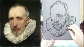 Van der Geest (Anthony van Dyck) master-copy part I - Drawing and beginning the Underpainting